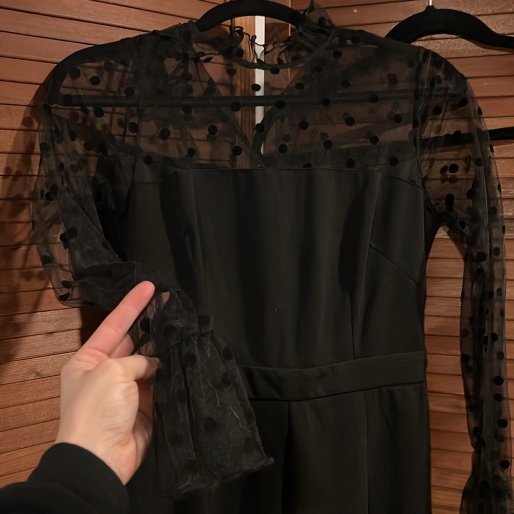 SHEIN black sheer top polkadot jumpsuit